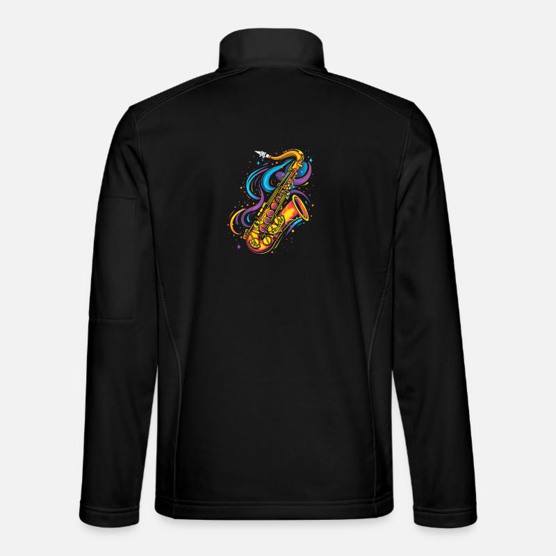 Saxophone Cartoon Look - Unisex Softshell Jacket - black