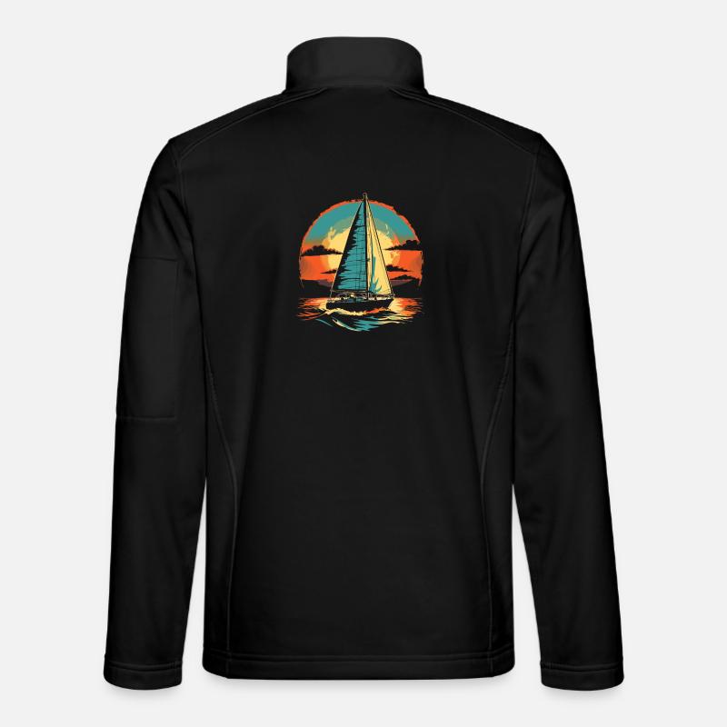 Sailboat Portrait - Unisex Softshell Jacket - black