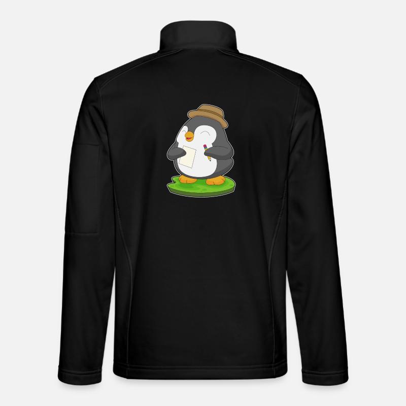 Pinguin Schüler Bleistift Schule - Unisex Softshelljacke - Schwarz