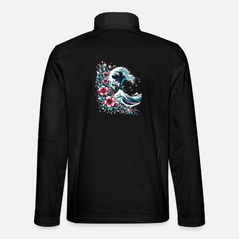 grosse vague de fleurs au large de Kanagawa Veste en tissu softshell Unisexe
