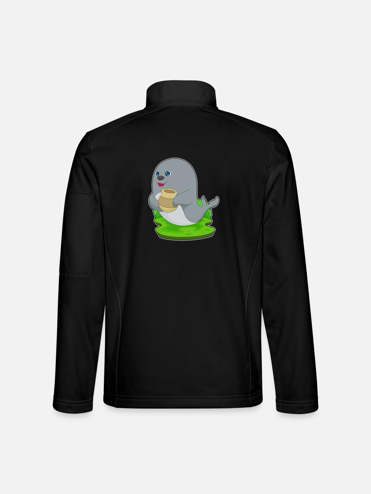 Seehund Vase - Unisex Softshelljacke - Schwarz - Hinten