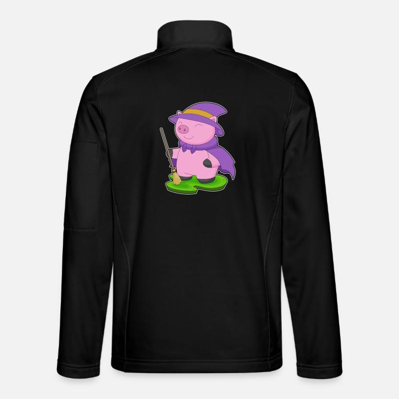 Pig Witch Broom - Unisex Softshell Jacket - black