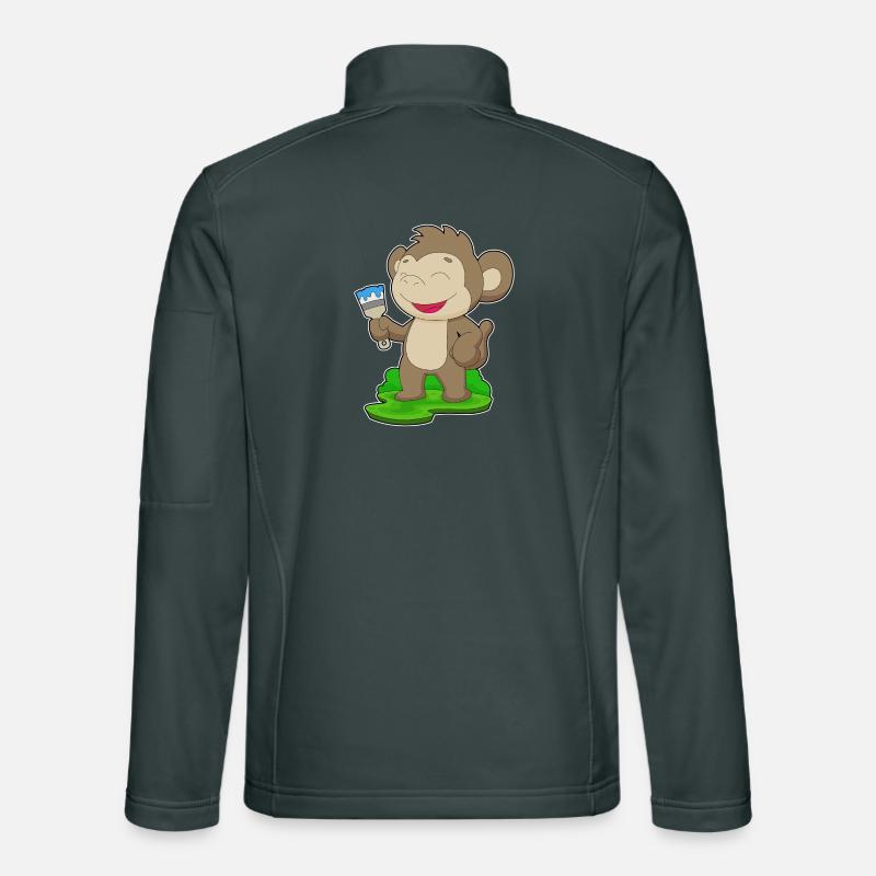 Monkey Painter Brush Painting Unisex Softshell Jacket
