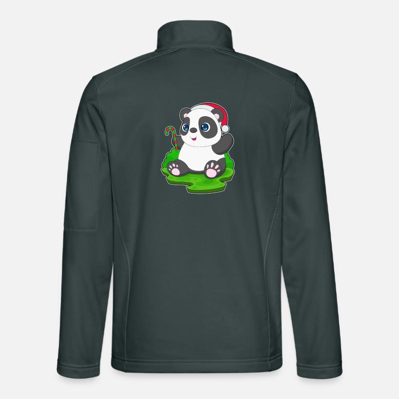 Panda Christmas Candy Cane Unisex Softshell Jacket
