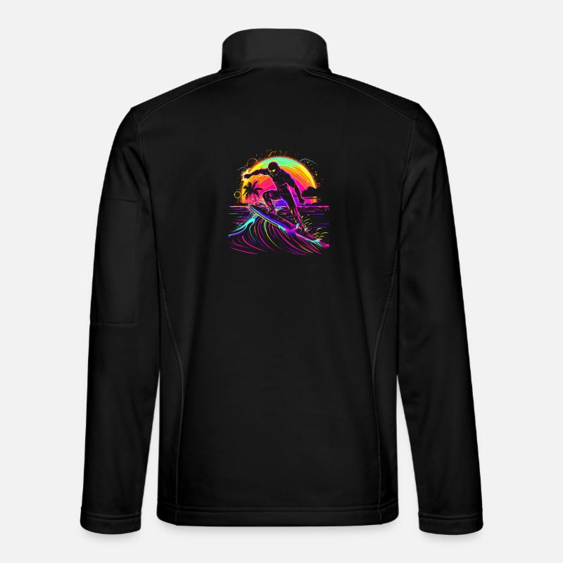 Surfer Vaporwave - Unisex Softshelljacke - Schwarz