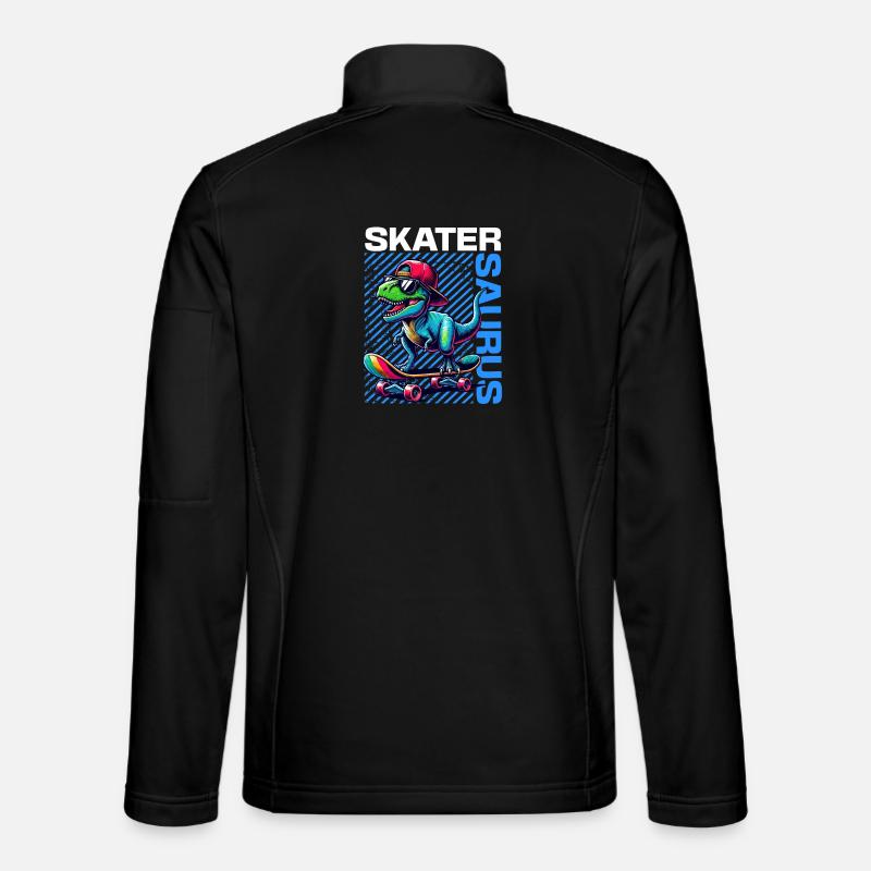 Skater Saurus Cool T-Rex Dinosaur Skateboarder - Unisex Softshell Jacket - black