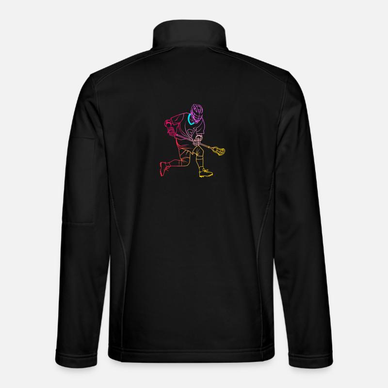 Lacrosse Player Drawing - Unisex Softshell Jacket - black