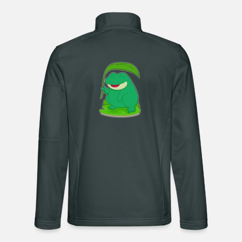 Grenouille avec une feuille comme parasol Veste en tissu softshell Unisexe