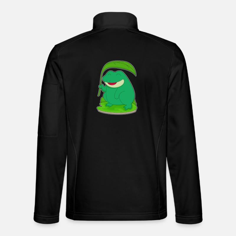 Frosch mit Blatt als Sonnenschirm Unisex Softshelljacke