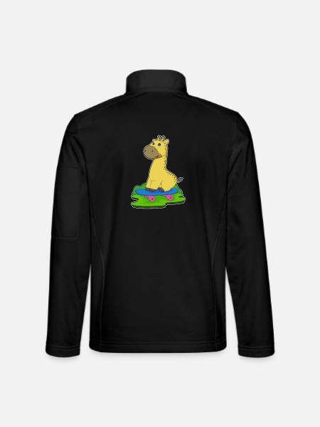 Giraffe Skater Skateboard - Unisex Softshell Jacket - black