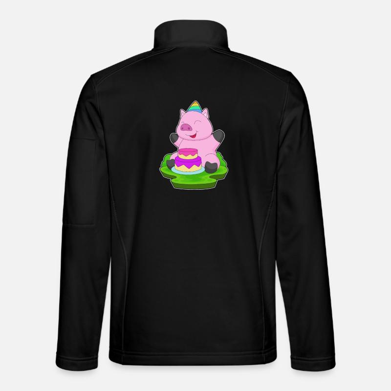 Gâteau d’anniversaire cochon - Veste en tissu softshell Unisexe - noir