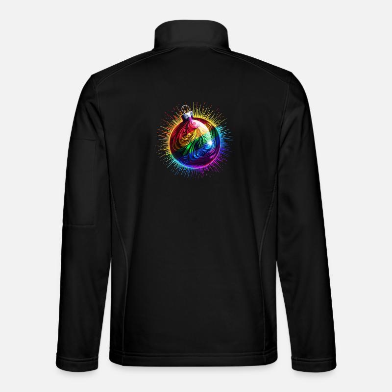Rainbow Christmas Ball LGBTQ Christmas - Unisex Softshell Jacket - black