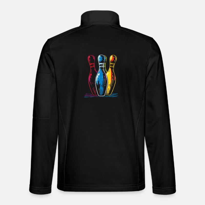Oldschool Bowling Drawing - Unisex Softshell Jacket - black