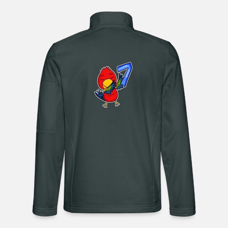 7th Birthday Motif Parrot - 7 Years Old Unisex Softshell Jacket