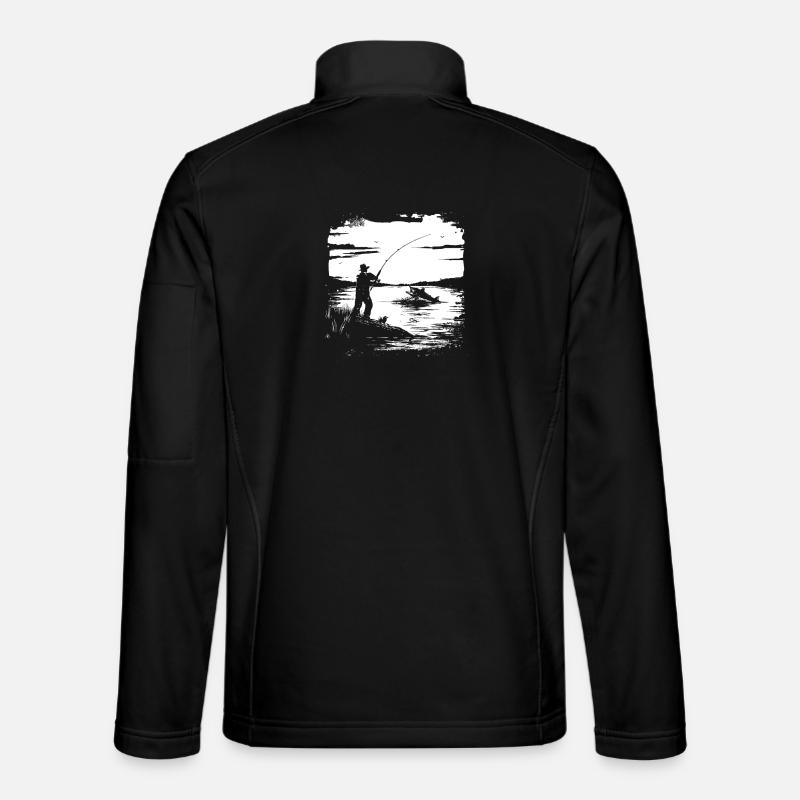Fischen Grafik - Unisex Softshelljacke - Schwarz