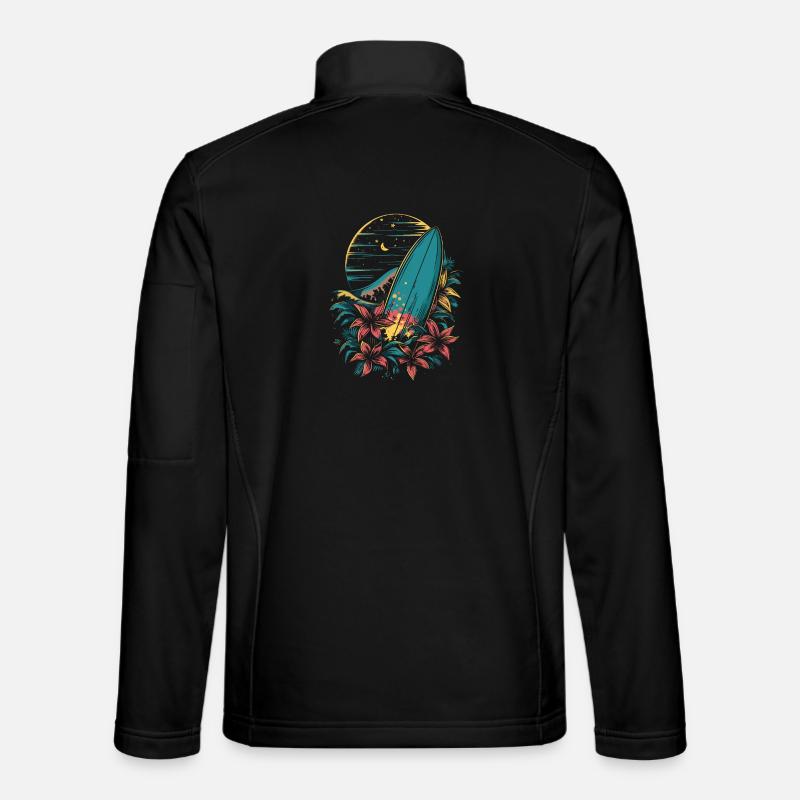 Surfboard Cartoon - Unisex Softshell Jacket - black
