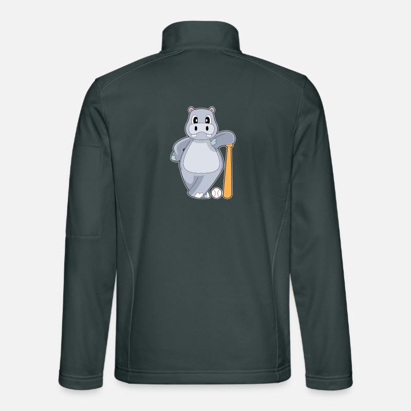 Hippopotamus Baseball Batte de Baseball Veste en tissu softshell Unisexe