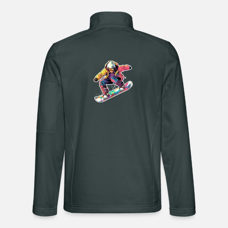 look de dessin animé de snowboarder Veste en tissu softshell Unisexe