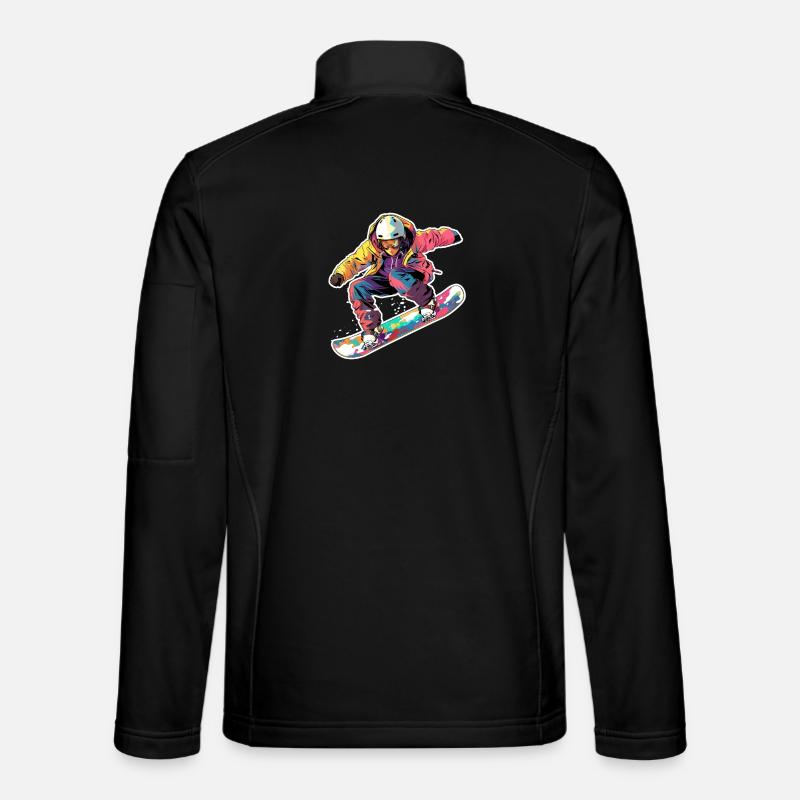look de dessin animé de snowboarder - Veste en tissu softshell Unisexe - noir