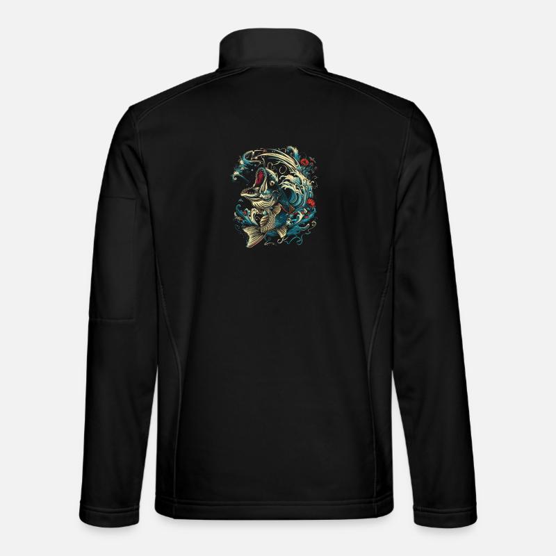 Style de dessin animé de pêche - Veste en tissu softshell Unisexe - noir
