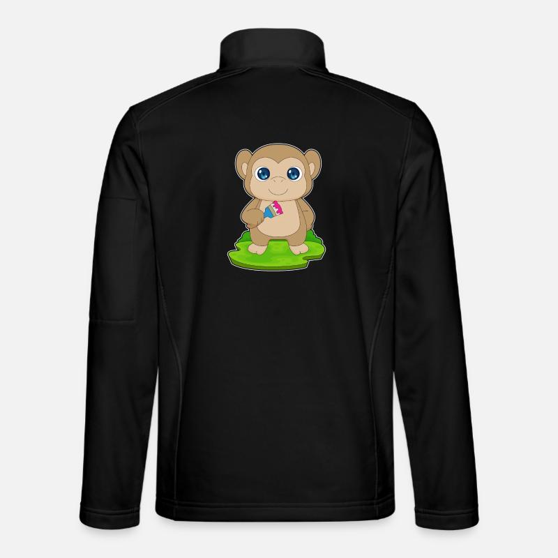Affe Maler Pinsel Malen - Unisex Softshelljacke - Schwarz