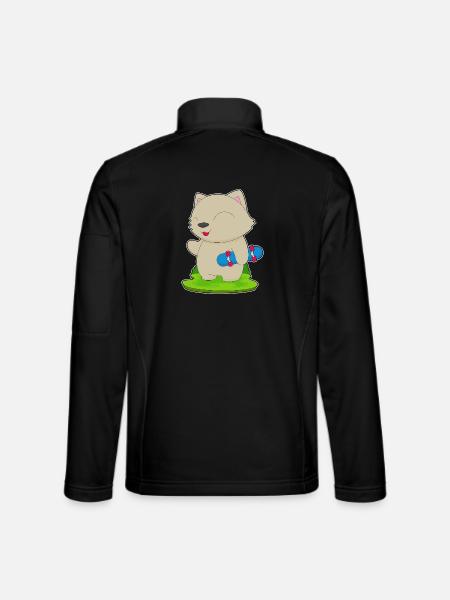 Cat Skater Skateboard - Unisex Softshell Jacket - black