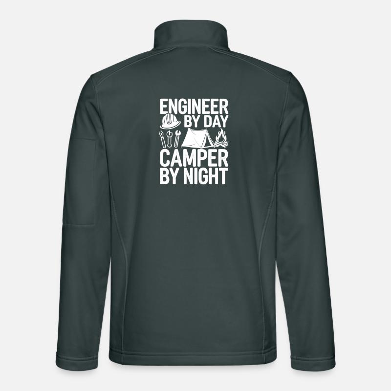 Funny Engineer by Day Camper by Night Engineering Unisex Softshell Jacket