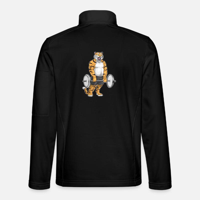 Tiger Bodybuilder Dumbbell Bodybuilding - Unisex Softshell Jacket - black