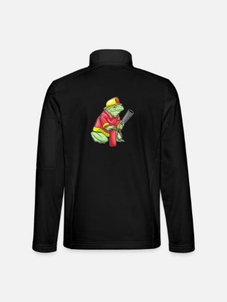 Frog Firefighter Fire Extinguisher Fire Brigade - Unisex Softshell Jacket - black - Back