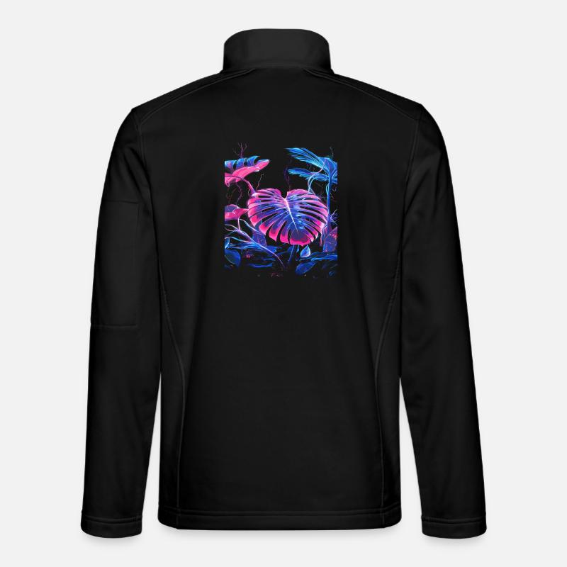 Neon Monstera Plant - Unisex Softshell Jacket - black