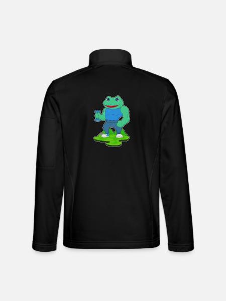 Frog Bodybuilder Dumbbell Bodybuilding - Unisex Softshell Jacket - black