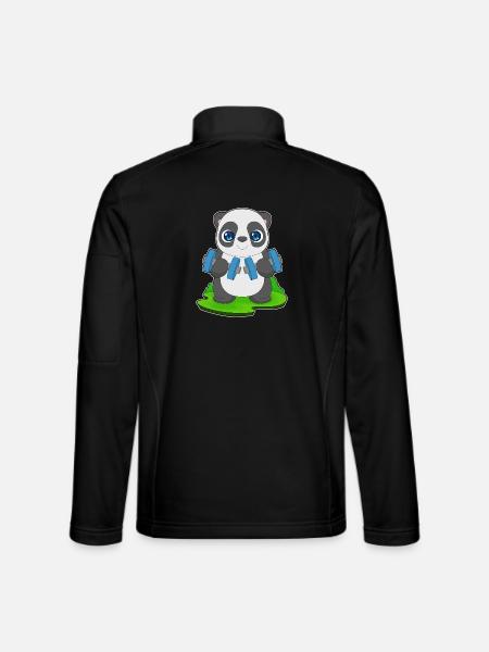 Panda Bodybuilder Dumbbell Bodybuilding - Unisex Softshell Jacket - black