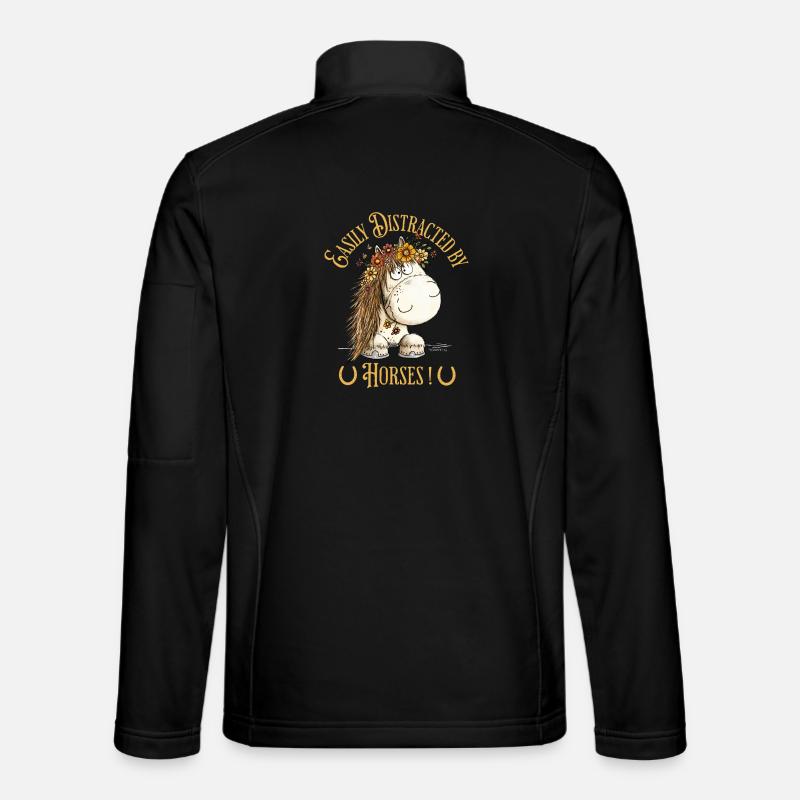 Easily Distracted By Horses Pferd Spruch Unisex Softshelljacke