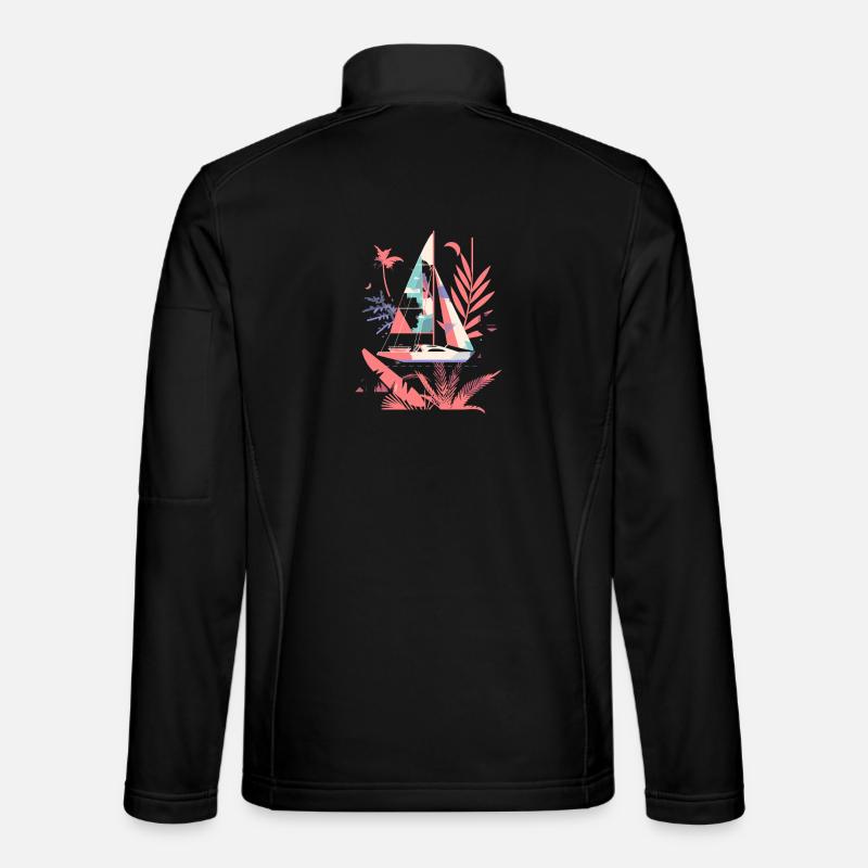 Sailboat Cartoon Style - Unisex Softshell Jacket - black