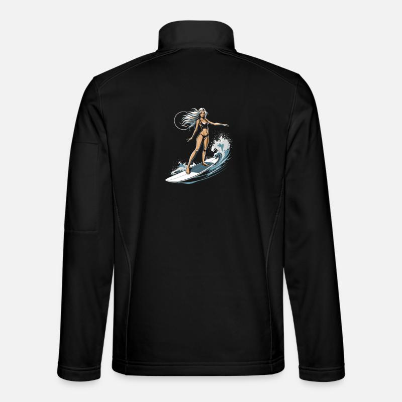 Weibliche Surferin Grafik - Unisex Softshelljacke - Schwarz