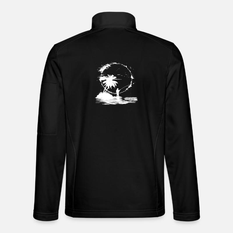 Angeln Skizze - Unisex Softshelljacke - Schwarz