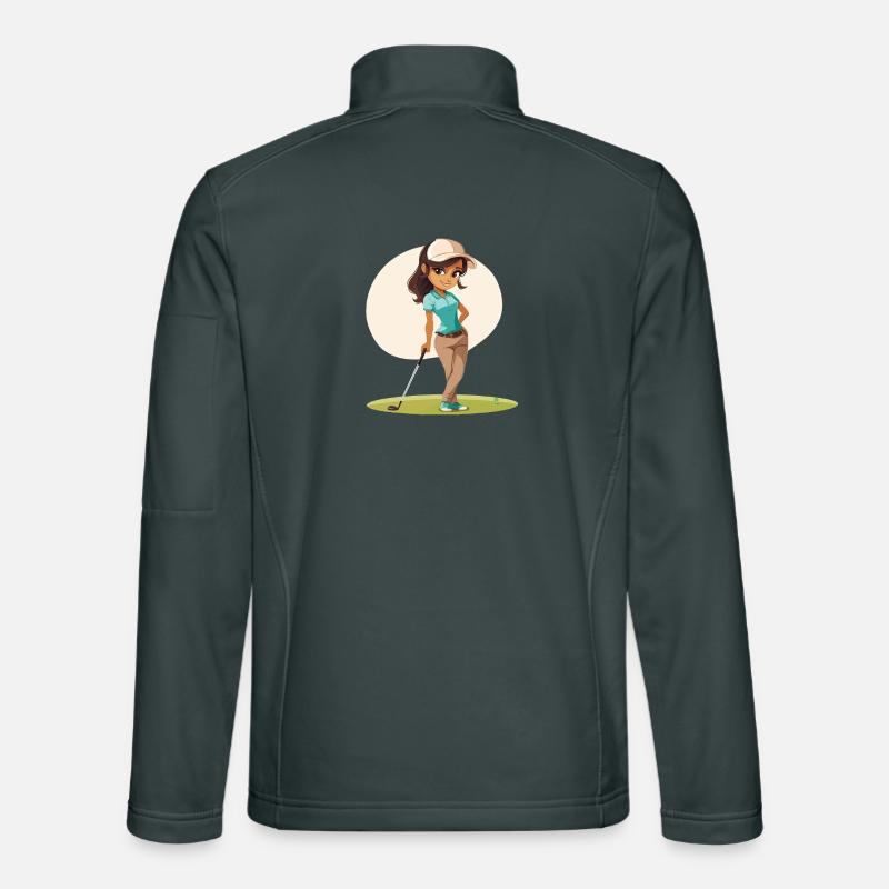 Weiblicher Golfer Comic Unisex Softshelljacke