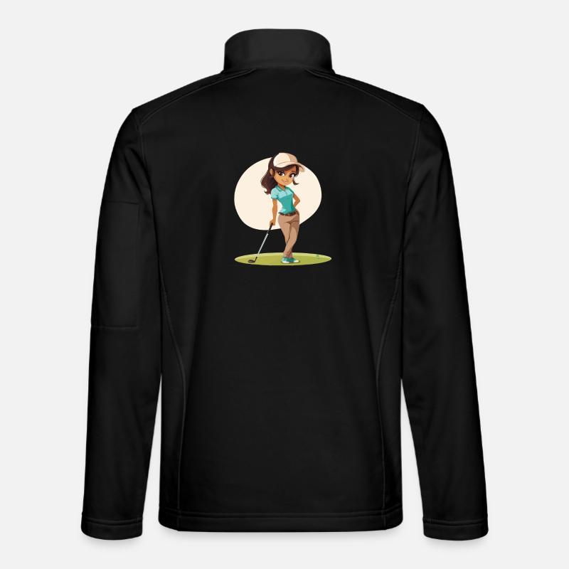 Female Golfer Comic - Unisex Softshell Jacket - black