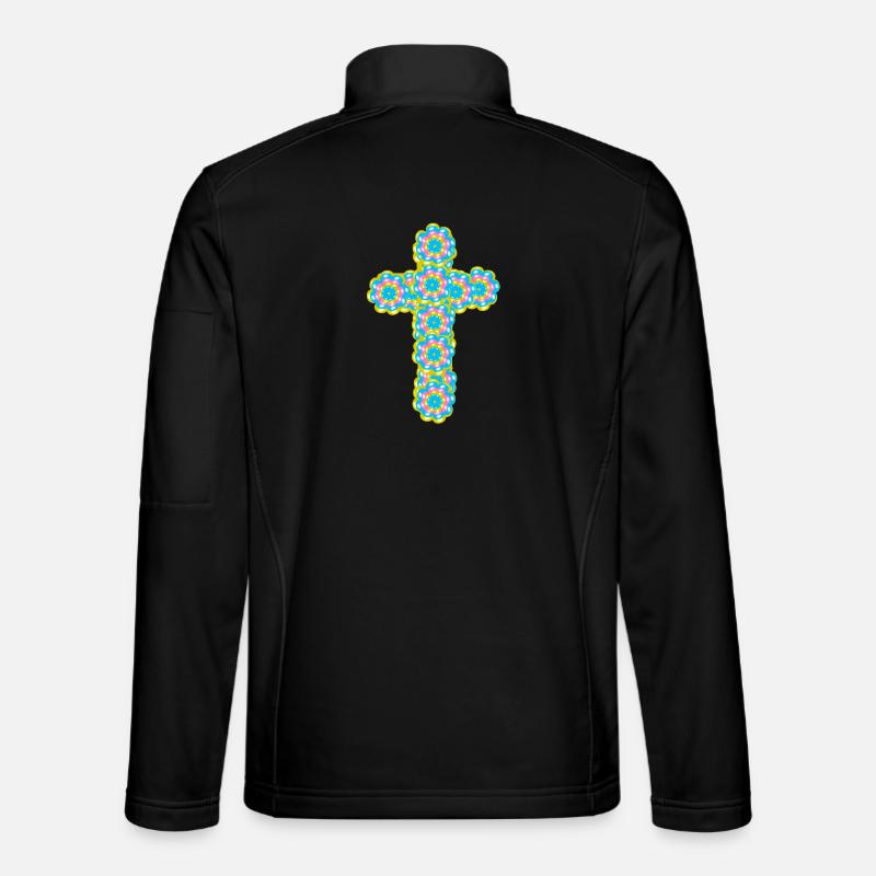 Croix Jésus Croix Fleurs Veste en tissu softshell Unisexe