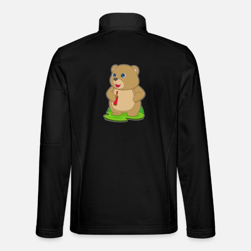 Bear Bottle of Beer - Unisex Softshell Jacket - black