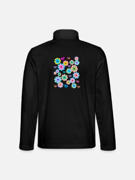 Printemps Début Printemps Fleurs Fleur Coeur Coeurs - Veste en tissu softshell Unisexe - noir - Dos
