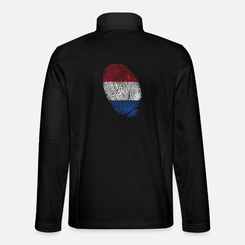 Empreintes digitales du drapeau néerlandais Veste en tissu softshell Unisexe