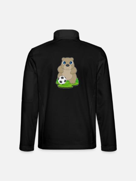 Bear Soccer Player Soccer - Unisex Softshell Jacket - black