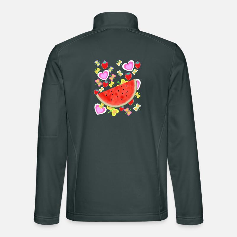 Obst Frucht Melone Retro Vintage Erdbeeren Herz Unisex Softshelljacke