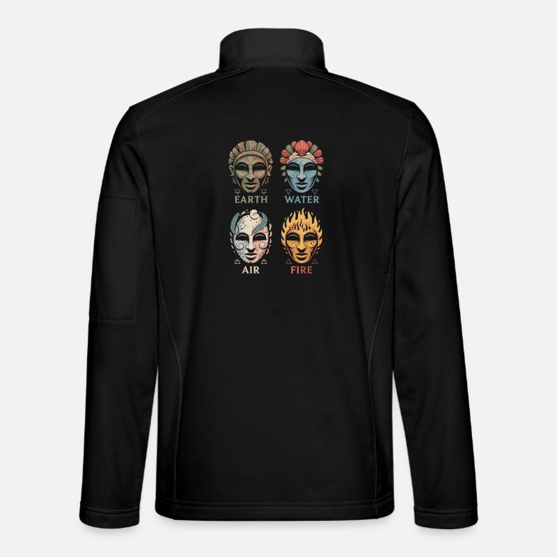 Four Elemental Masks | Alchemical Symbols Art - Unisex Softshell Jacket - black