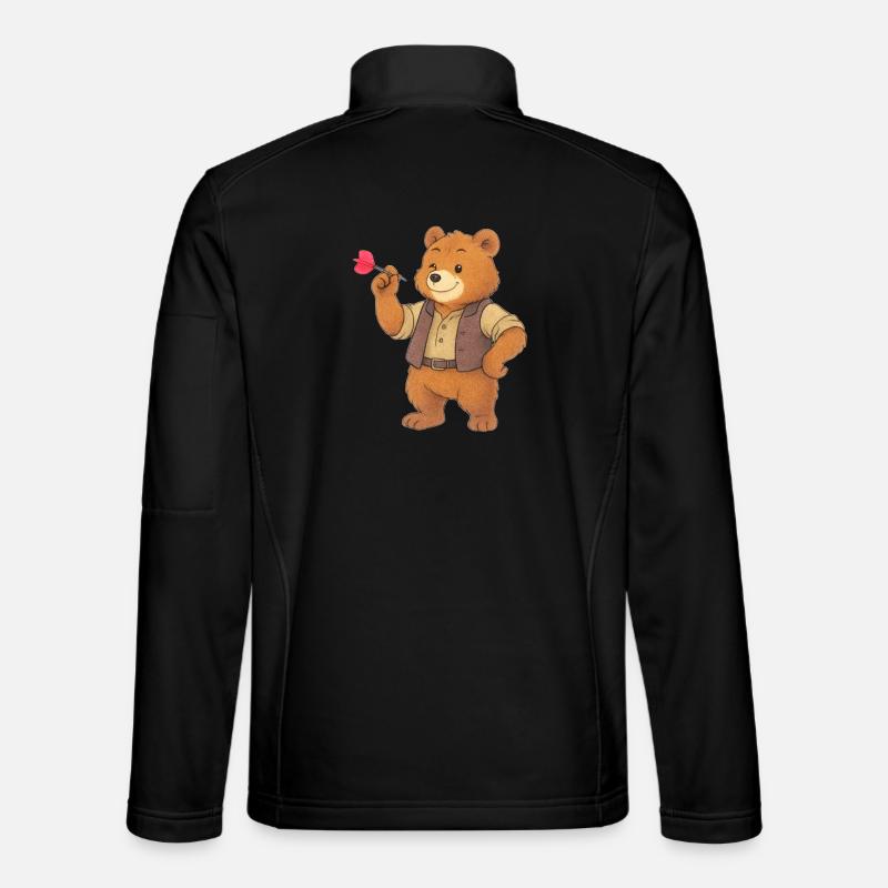 Bear playing darts - Unisex Softshell Jacket - black
