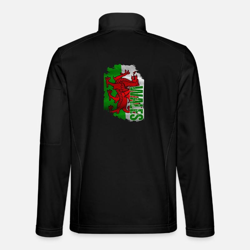 Vertical Welsh flag, Welsh pride - Unisex Softshell Jacket - black