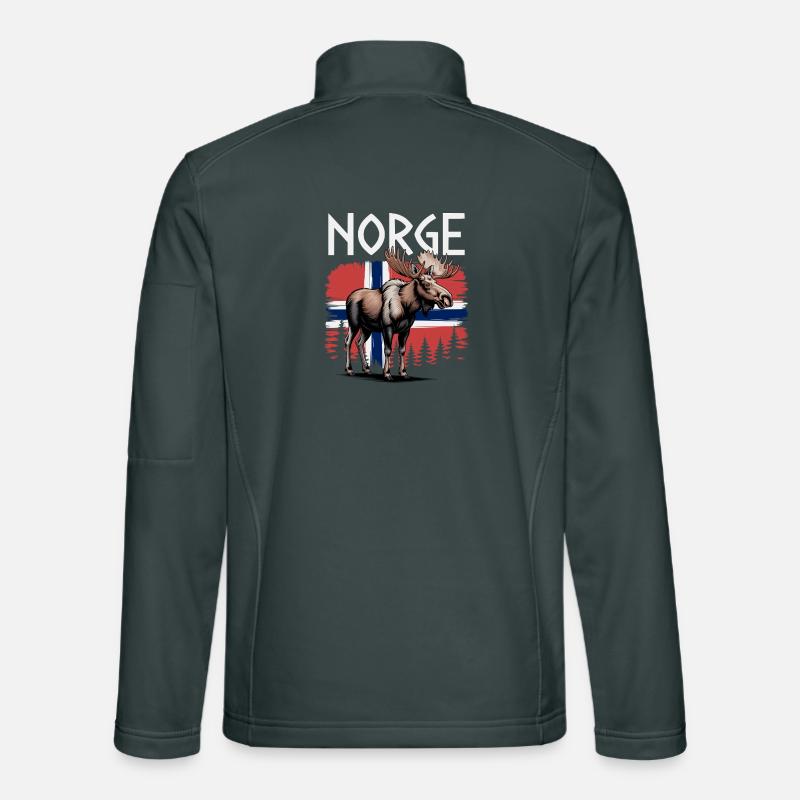 Norge Moose devant le drapeau norvégien Forest Design Veste en tissu softshell Unisexe