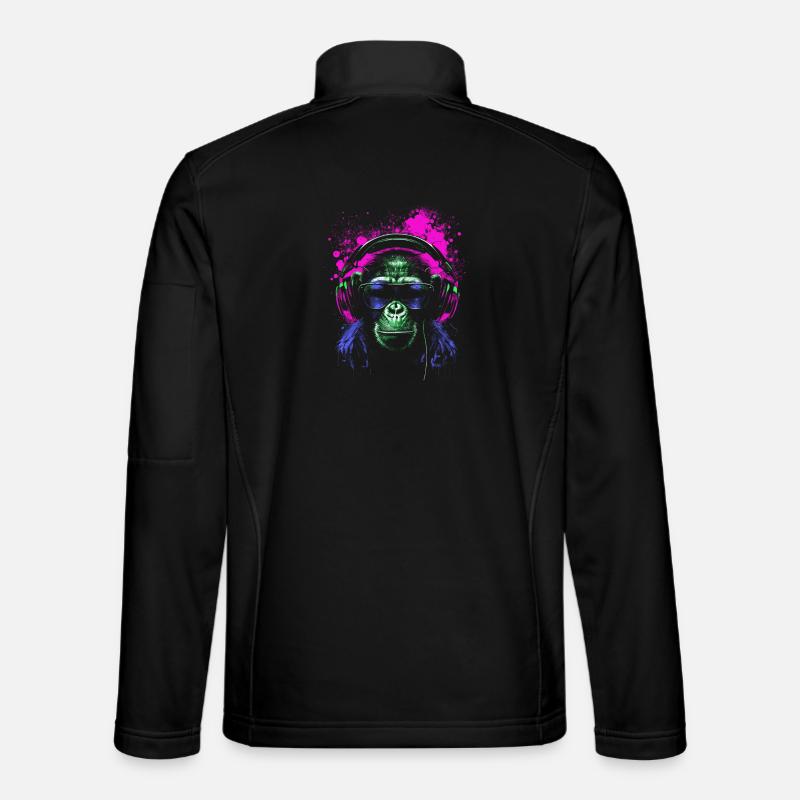 Chimpanzee Psychedelic Musician - Unisex Softshell Jacket - black