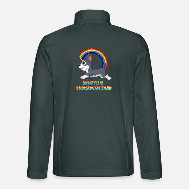 Conception ludique de licorne Boston Terrier Veste en tissu softshell Unisexe